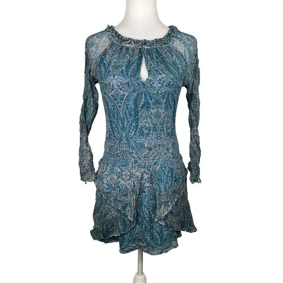 Ramy Brook Olina Silk Ruffle Dress Long Sleeve - Picture 1 of 8